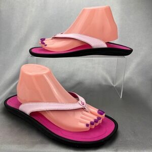 OluKai Ohana Women Pink Black Water Resistant Flip Flop Sandals Size 11 Beach